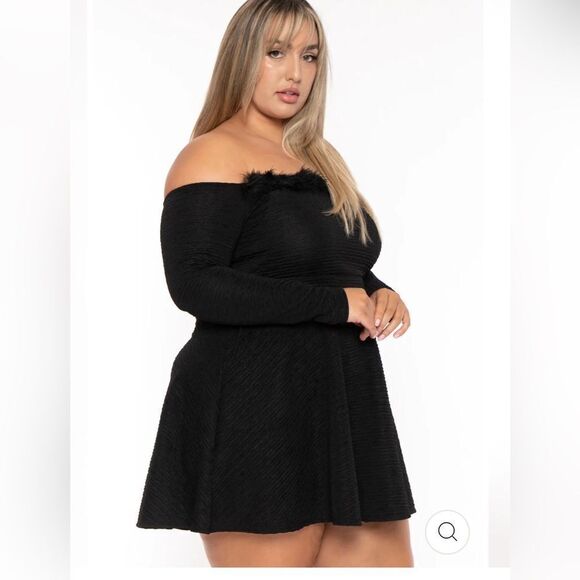 CURVY SENSE PLUS SIZE VIVIENNA BOA
FLARE DRESS - BLACK - Picture 2 of 4